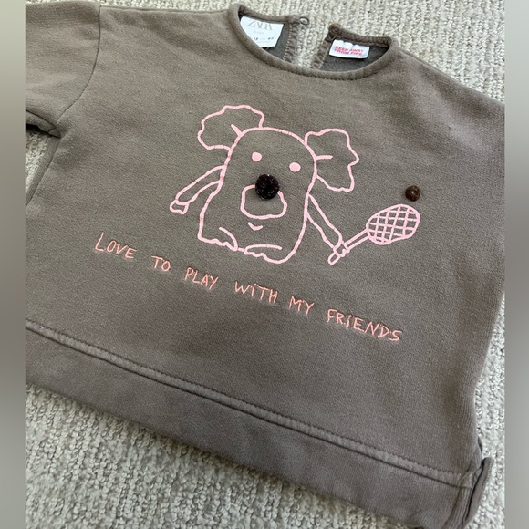 Zara Kids Koala Text Sweatshirt 9-12mos - Picture 2 of 5